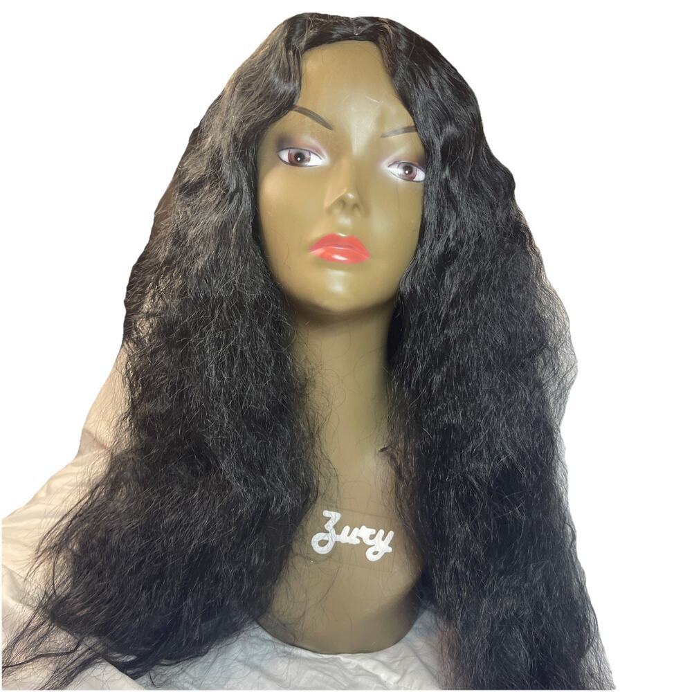 25” Black Wavy Middle Part Long Wig OS Like New